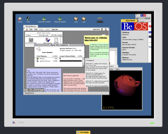 SheepShaver running inside BeOS inside Infinite Mac