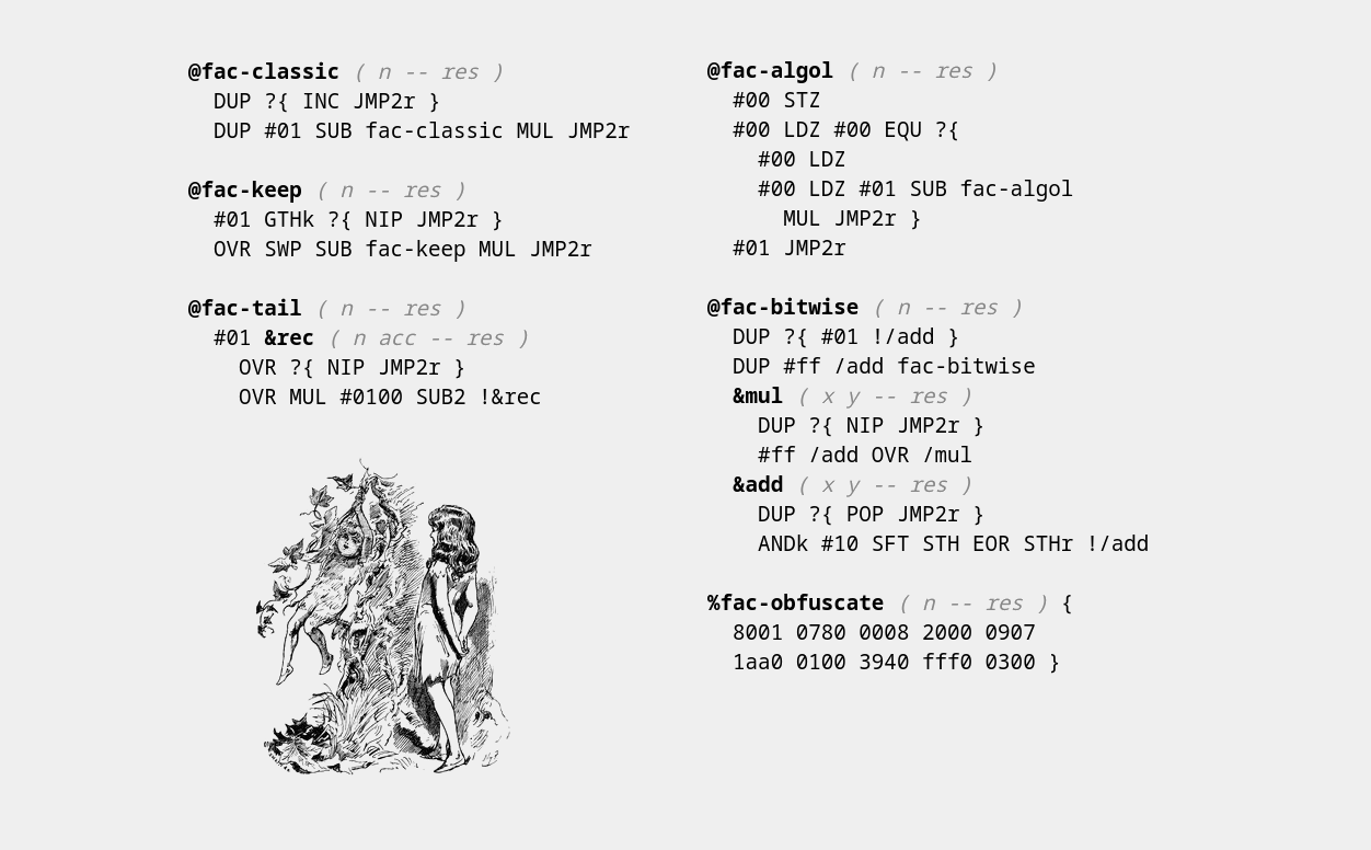 A few little programs in Uxntal.