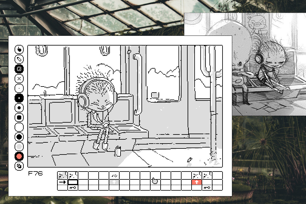 A first draft of one of the scenes in Flick.