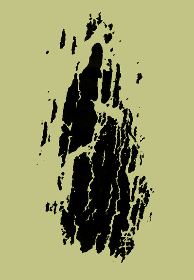 abstract ink drawing made of irregular shares with some negative space lines in between them